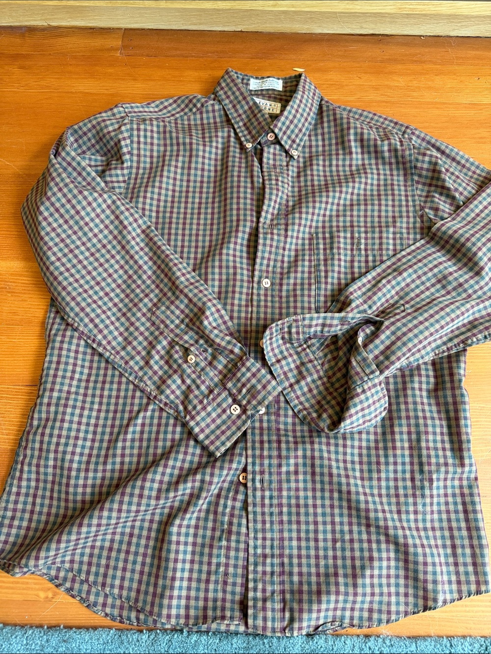 Lightweight Vintage Evan Piccone Brown Plaid Button Up